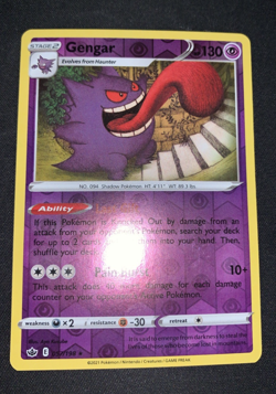 Pokemon TGC Gengar Reverse Holo 57/198 Chilling Reign LP+ - Image 1