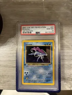 First Edition 2001 Pokemon Neo Revelation 27/64 Suicune PSA Gem 10 - Image 1