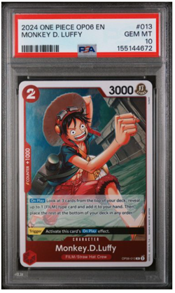 Monkey D. Luffy 2024 One Piece OP06 EN #013 Foil OP06-013 PSA 10 Gem Mint - Image 1