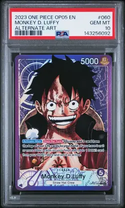 2023 ONE PIECE OP05-060 MONKEY D. LUFFY ALTERNATE ART English PSA 10 - Image 1