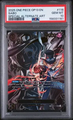2025 ONE PIECE OP13 EN SABO OP07-118 SPECIAL ALTERNATE ART PSA 10 - Image 1