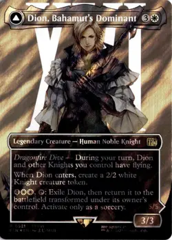 Dion, Bahamut's Dominant (Borderless) (Surge Foil) 521 MTG FINAL FANTASY NM - Image 1