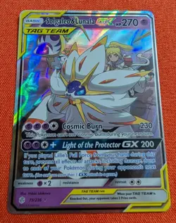 Pokemon Holo Solgaleo & Lunala GX Tag Team - 75/236 DMG Crease - Image 1