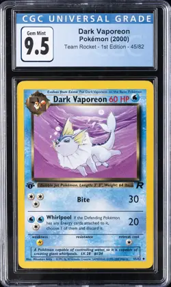 2000 POKEMON TEAM ROCKET 1ST EDITION #45/82 DARK VAPOREON CGC 9.5 - Image 1