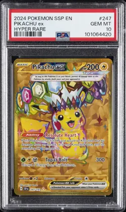 2024 POKEMON SSP EN-SURGING SPARKS HYPER RARE #247 PIKACHU EX PSA 10 - Image 1