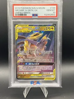 2019 POKEMON SUN & MOON UNIFIED MINDS #146 GARCHOMP & GIRATINA GX PSA 10 - Image 1