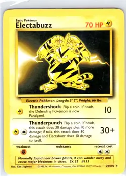 Electabuzz 20/102 Rare Base Set Unlimited Pokemon Moderately Played - Image 1