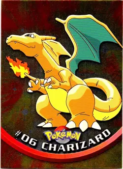 1999 Topps Pokemon TV Animation Series 1 #6 Charizard Blue Topps Logo Foil - Image 1