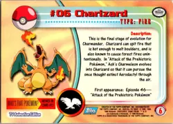 1999 Topps Pokemon TV Animation Series 1 #6 Charizard Blue Topps Logo Foil - Image 2
