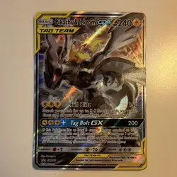 Pokemon Pikachu & Zekrom GX TAG TEAM GX Rare SM168 Holo Card HP 240 - Image 1