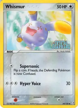 Whismur 69/100 Common Crystal Guardians Pokemon Reverse Holo HP (Creased) - Image 1