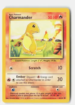 Charmander 46/102 Common Base Set Unlimited Pokemon LP Mitsuhiro Arita - Image 1