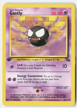 Gastly 33/62 Uncommon Fossil Pokemon 1st Edition MP Mitsuhiro Arita - Image 1