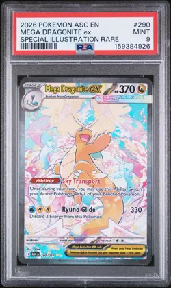 2026 POKEMON ASCENDED HEROES SPECIAL ILLUSTRATION RARE MEGA DRAGONITE EX PSA 9 - Image 1