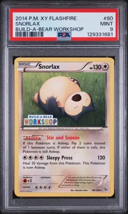 2014 Pokemon XY Flashfire Snorlax Build-A-Bear Workshop #80 PSA 9 - Image 1