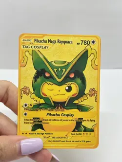 Pikachu Mega Rayquaza HP780 Pokemon Metal Card-Collectible Gift Display. - Image 1