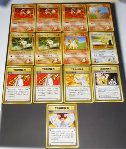 13 Card Lot Vintage Japanese Gym Set Blaine's Pokemon + Trainer Cards No Rarity - Image 1