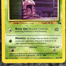 Vtg Pokemon Fossil Grimer Regular 48/62 Common NM - Image 4