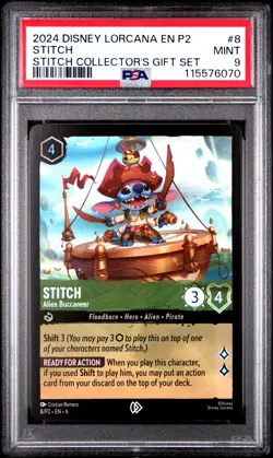 2024 DISNEY LORCANA EN P2-PROMO #8 STITCH - ALIEN BUCCANEER PSA 9 - Image 1