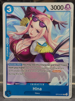 OP12-051 Hina Uncommon Legacy of the Master One Piece Near Mint Card Blue UC NM - Image 1