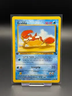 Krabby 51/82 Fossil 1st Edition LP Pokemon Card TCG Vintage WOTC - Image 1