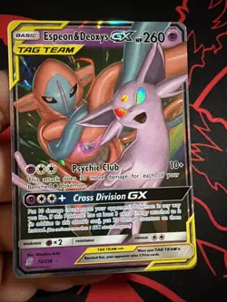 Espeon & Deoxys GX 72/236 Pokemon TCG Card From Unified Minds NM See Pics - Image 1