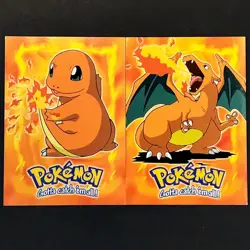 Charizard & Charmander E4 & E6 of 12 - Pokemon Topps Series 1 Lot - Vintage 1999 - Image 1