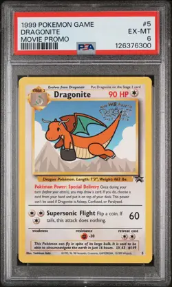1999 POKEMON GAME MOVIE PROMO #5 DRAGONITE PSA 6 - Image 1