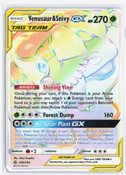 Venusaur & Snivy GX (Secret) Secret Rare Pokemon TCG SM - Cosmic Eclipse 249/236 - Image 1
