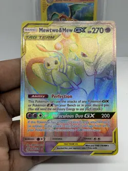 [NM/LP] Pokemon Unified Minds Mewtwo & Mew Tag Team GX - Rainbow Secret Rare - Image 1