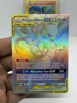 [NM/LP] Pokemon Unified Minds Mewtwo & Mew Tag Team GX - Rainbow Secret Rare - Image 2