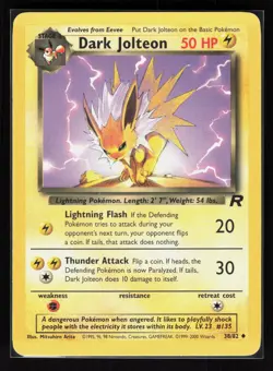 Dark Jolteon Unlimited Uncommon Pokemon Team Rocket 38/82 MP - Image 1