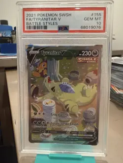 2021 Pokemon SWSH Battle Styles #155 FA Tyranitar V PSA 10 GEM MINT - Image 1