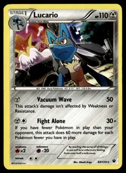 2016 XY - Fates Collide Lucario Stage 1/Rare Holo #63 - Image 1