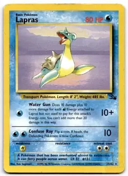 Lapras 25/62 Rare Fossil Pokemon Unlimited Heavily Played - Image 1