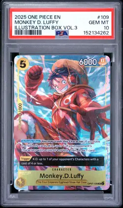 2025 ONE PIECE PROMOS ILLUSTRATION BOX VOL.3 #109 MONKEY D. LUFFY PSA 10 - Image 1