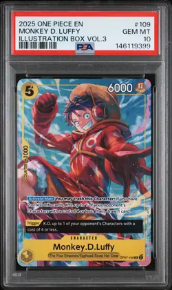 2025 ONE PIECE PROMOS ILLUSTRATION BOX VOL.3 #109 MONKEY D. LUFFY PSA 10 - Image 1