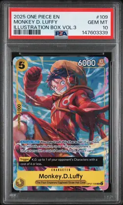 2025 ONE PIECE PROMOS ILLUSTRATION BOX VOL.3 #109 MONKEY D. LUFFY PSA 10 - Image 1