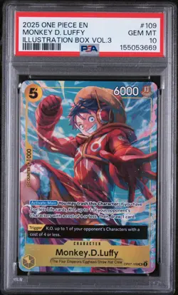 2025 ONE PIECE PROMOS ILLUSTRATION BOX VOL.3 #109 MONKEY D. LUFFY PSA 10 - Image 1