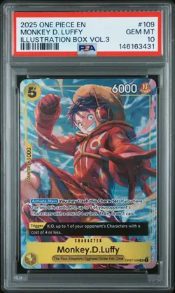 2025 ONE PIECE PROMOS ILLUSTRATION BOX VOL.3 #109 MONKEY D. LUFFY PSA 10 - Image 1