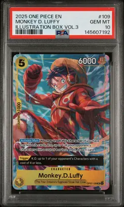 2025 ONE PIECE PROMOS ILLUSTRATION BOX VOL.3 #109 MONKEY D. LUFFY PSA 10 - Image 1