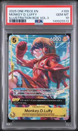2025 ONE PIECE PROMOS ILLUSTRATION BOX VOL.3 #109 MONKEY D. LUFFY PSA 10 - Image 1