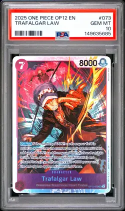 2025 ONE PIECE OP12-LEGACY OF THE MASTER #073 TRAFALGAR LAW PSA 10 - Image 1