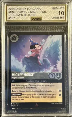 2024 Disney LORCANA Ursula's Return Mickey Mouse Playful Sorcerer FOIL AGS 10 - Image 1