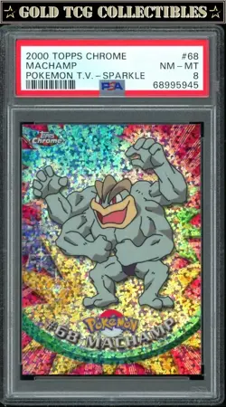 PSA 8 ⭐ Pokemon Machamp 68 SPARKLE Chrome Topps Holo Foil TV 2000 Graded Card - Image 1