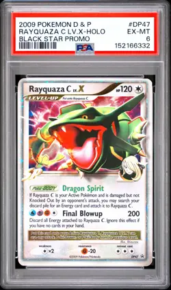 2009 POKEMON DIAMOND & PEARL BLACK STAR PROMO #DP47 RAYQUAZA C LV.X-HOLO PSA 6 - Image 1