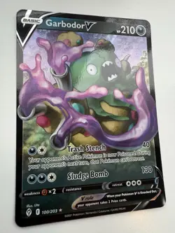 Pokemon TCG SWSH07: Evolving Skies #100/203 Garbodor V Holo NM - Image 2