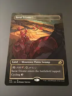 MTG Ikoria Lair of Behemoths #312 Savai Triome Borderless NM - Image 1