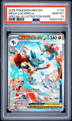 2025 POKEMON MEG EN-MEGA EVOLUTION #179 MEGA LUCARIO EX PSA 10 - Image 1