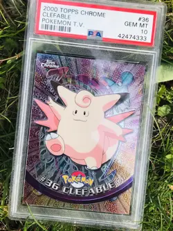 Pokemon Topps Chrome Clefable PSA 10 #36 T.V. Series 1 Holo Foil Low POP!! - Image 5